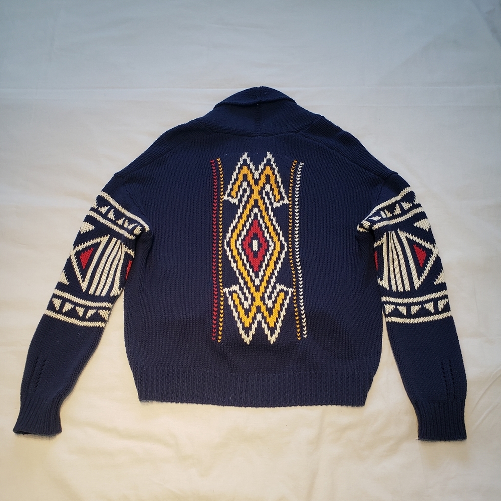Golden by TNA Knit Cardigan Snap Closure with Pockets Tribal Design Rich Color